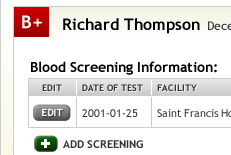 Antibody Registry patient page