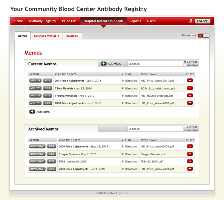 Antibody Registry memos page