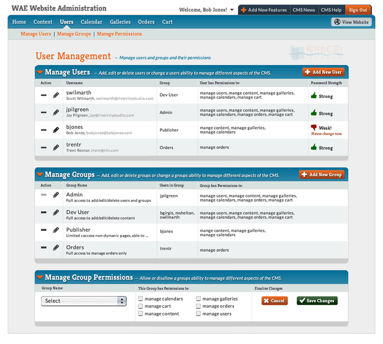 Web Admin pages
