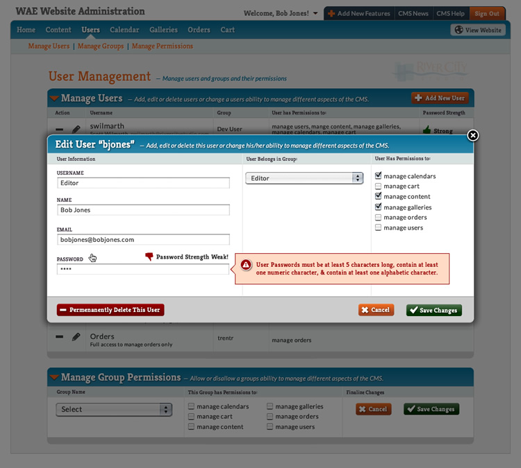 Web Admin pages