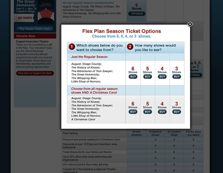 Kansas City Repertory Theatre Season Ticket Subscription Flex Plan